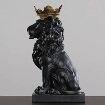 Golden Crown Liūtas Karalius Statula Šiuolaikinės Dervos Gyvūnų Skulptūrų Namų Puošybai Darbalaukio Biuro Apdailos Dovanos Statulėlės