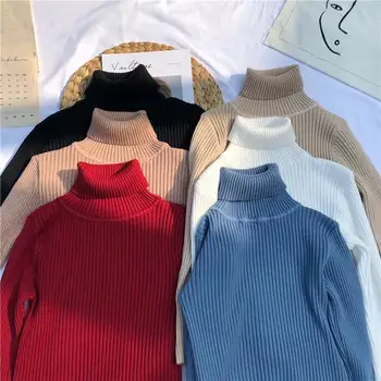 Golfo Megztinis Žiemą Šiltas Top Multi-Color Pasirinkti Duobę-core core-susuktų moterų megztinis