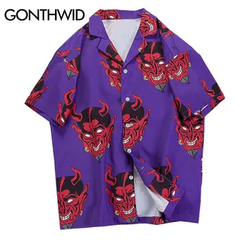 GONTHWID Velnias Spausdinti Havajų Marškinėliai 
