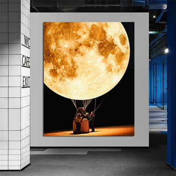 GOODECOR Sienos Meno Tapybos Drobės Super Realus Mėnulis Tapybos Spaudinių Kraštovaizdžio Plakatas Sienos Nuotraukas Kambarį Frameless