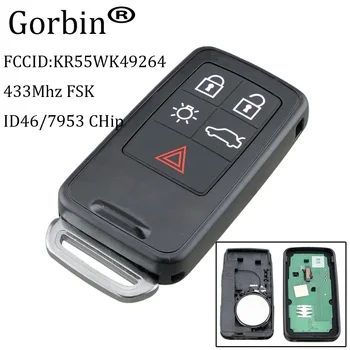 GORBIN 5Buttons Smart Automobilio Raktas Fob Nuotolinio Klavišą 434Mhz ID46 Chip Volvo XC60 S60 S60L V40 V60 S80 XC70 KR55WK49264 Automobilio raktus