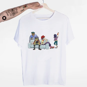 Gorillaz Muzikos kapela T-shirt O-Kaklo trumpomis Rankovėmis, Vasaros Atsitiktinis Mados Unisex Vyrų ir Moterų Marškinėlius