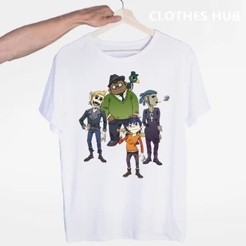 Gorillaz Muzikos kapela T-shirt O-Kaklo trumpomis Rankovėmis, Vasaros Atsitiktinis Mados Unisex Vyrų ir Moterų Marškinėlius