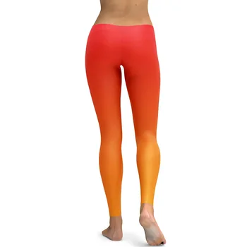 Gradientas Oranžinė Spalva Spausdinimo Antblauzdžiai Moterims Slim Fitneso Antblauzdžiai Elastinga Aukštos Juosmens Priežastinis Antblauzdžiai Plius Dydis Leggins Mujer