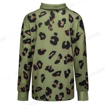 Gražus-Amžinai Atsitiktinis Leopardas Spausdinti Long Sleeve T-shirts Žiemos Moterys Tees viršūnes MY033