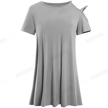 Gražus-amžinai Vasaros Mados Šalto Pečių Grynos Spalvos marškinėliai Atsitiktinis Moterų Prarasti Tees viršūnes T051