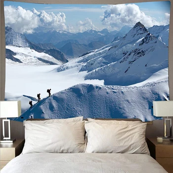 Gražus sniego kalnų miško sutemų kraštovaizdžio gobelenas poliesteris psichodelinio sienos kabo hipių miegamasis apdaila gobelenas