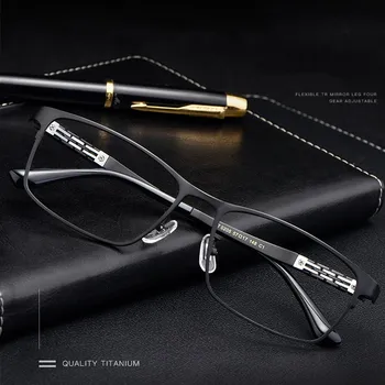 Gryno titano akinių rėmeliai vyrų verslo ultra-light optiniai akinių rėmeliai elastinga šventyklos recepto akinius vyrų HT0205