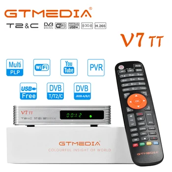 GT ŽINIASKLAIDOS V7 TT DVB-T/T2 DTT Dekoderis Antžeminės TV Imtuvas H. 265 10bit Full HD 1080p Kabelis su USB/Ethernet WiFi Antena