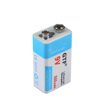 GTF 9V 500mAh USB įkrovimo Baterija li-ion Įkraunama baterija Micro 9 v, USB Multimetras Mikrofonas, Nuotolinio Valdymo Žaislas KTV naudoti