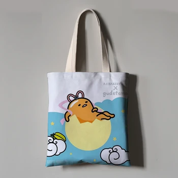 Gudetama Drobės Moterų Rankinės Mielas Animacinių Filmų Kiaušinių Peties Entire Krepšys Laisvalaikio Crossbody Paplūdimio Kelionės Krepšys