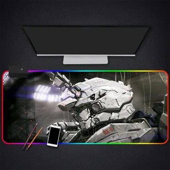 Gundam Anime RGB Žaidimų Pelės Mygtukai Gamer Kompiuteris Kilimėlis Apšvietimu Mause Didelio Stalo Klaviatūros LED Pelės Kilimėlis