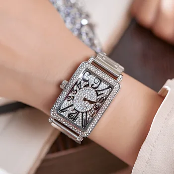 GUOU Prabanga Crystal Lady Laikrodžiai Moterims Stačiakampio Moteriški Rankiniai Laikrodžiai Moterų Mados Rose Gold Laikrodžiai Moteris Moterų Laikrodžiai
