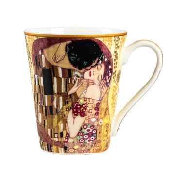 Gustav Klimt Serijos Garsaus Aliejaus Tapybai KISS PALAUKTI Kūrinys Puodelis Kavos Masažuoklis Pieno Pusryčiai Taurės Taza Gato Xicara Koffie Kopjes
