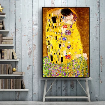Gustavo Klimto Bučinys Pav Naftos Tapyba ant Drobės Meno Skandinavijos Plakatai ir Kopijos Spausdinamos Sienos Nuotrauka už Kambarį