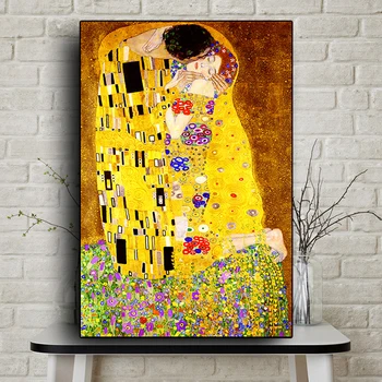 Gustavo Klimto Bučinys Pav Naftos Tapyba ant Drobės Meno Skandinavijos Plakatai ir Kopijos Spausdinamos Sienos Nuotrauka už Kambarį