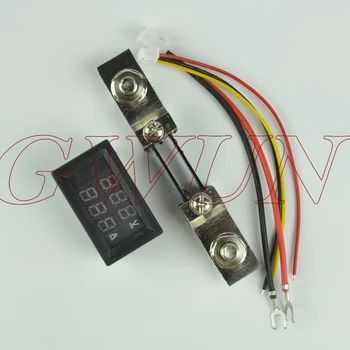 GWUNW BY32A 0-100V 0-200A DC Skaitmeninis Įtampos Ammeter Srovės Testeris, Matuoklis Voltmeter Dviguba LED Ekranas, Raudona Mėlyna LED