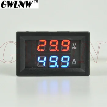 GWUNW BY32A 0-100V 0-200A DC Skaitmeninis Įtampos Ammeter Srovės Testeris, Matuoklis Voltmeter Dviguba LED Ekranas, Raudona Mėlyna LED