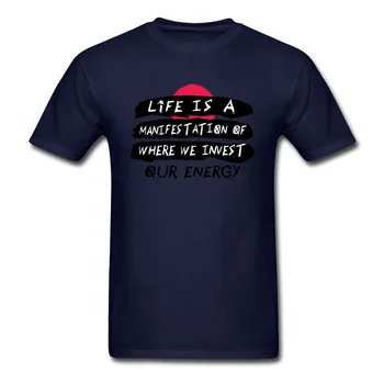 Gyvenimas Yra Išraiška, T Shirt Naujo Dizaino T-shirt Vyrai Laišką Marškinėlius Teigiama, Sakydamas, Drabužių Užsakymą Komanda Viršūnes Tees Tamsiai Mėlyna