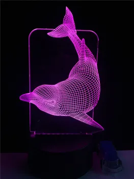 Gyvūnų Delfinų 3D Lempos RGB LED Lemputė USB Nuotaika Naktį Šviesos Daugiaspalvis Jungiklis Jutiklinis Nuotolinio Luminaria Vaikų Miegamasis Mergina Dovana