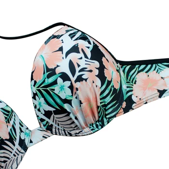 Gėlių 2vnt maudymosi kostiumėlis Moterims Gėlių, Lapų Apynasrio Bikini Rinkiniai, Tvarstis Brazilijos Maudymosi Kostiumas, Paplūdimio Rankšluosčiai Biquiki
