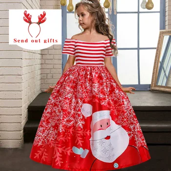 Gėlių mergaitė Princesė Kalėdų ostijos ir vakarienę ilga suknelė mergina peties gimtadienio sesuo grupės veiklos kamuolys suknelė