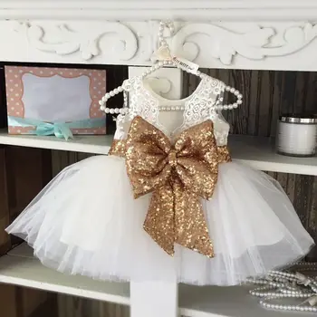 Gėlių Mergaičių 0-10T Šalis Suknelė Baby Princess Bowknot Nėrinių Gėlių Bridesmaid Dresses