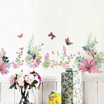 Gėlės fone sienų lipdukai Nuimamas Kūrybos lipnios Akvarelė Miegamojo kambarį dekoro Lipdukai