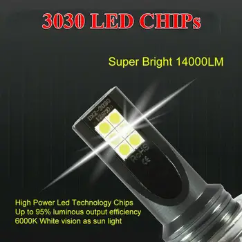 H1 LED Rūko Žibintas priekinis žibintas Rinkiniai 100W 14000LM Didelės Galios Lemputės 6000K Balta Lempos