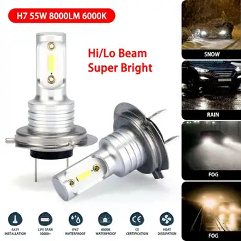H7 LED Žibintų Lemputės Konversijos Rinkinys Hi/Lo Pluošto 55W 8000LM Super Šviesus Automobilių Žibintai Auto Lemputės 6000K, Automobilių Žibintai