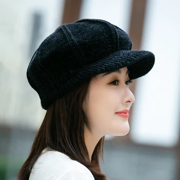 H7768 Moterų Beretė Skrybėlę Rudens Žiemos Korėjos Šiltas Sutirštės Megzti Dangtelis Moterų Lauko Atsitiktinis Aukštos Kokybės Mados Trumpas Eave Organizuotuose Skrybėlės