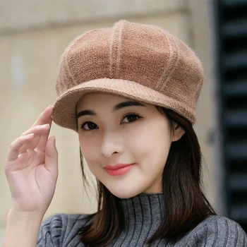 H7768 Moterų Beretė Skrybėlę Rudens Žiemos Korėjos Šiltas Sutirštės Megzti Dangtelis Moterų Lauko Atsitiktinis Aukštos Kokybės Mados Trumpas Eave Organizuotuose Skrybėlės