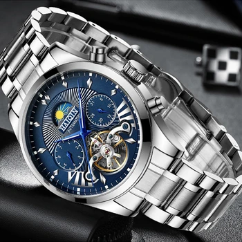 HAIQIN Vyrų laikrodžiai 2019 prabangos prekės ženklo žiūrėti vyrų Mechaninė Žiūrėti Karinės sporto laikrodis vyrams, vandeniui reloj hombre tourbillon