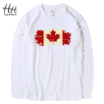 HanHent Kanados Vėliava 2018 Mados Tee marškinėliai Medvilnės, trumpomis Rankovėmis Marškinėlius, Kanados Klevo Lapas, O-Kaklo Vasaros Streetwear Logotipas marškinėliai