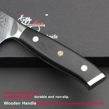 HAOYE 7 colių damaske santoku peilis Japonijos vg10 plieno virtuvės peiliai g10 rankena su kniedėmis universalus stalo įrankiai