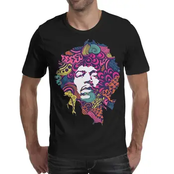 Happyness Vyras Trumpas Rankovės Medvilnės Marškinėliai-Jimi-Hendrix - Shirt Naujus Sportinius Marškinėlius, Juokinga Topai Marškinėliai Trumpomis Rankovėmis Medvilnė Vyras