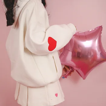 Harajuku Japonijos Moterų Gobtuvu Palaidinės Saldus Rožinis Meilės Plius Aksomo Gobtuvu Rudenį Cute Girl Studentas Moterų Gobtuvu Hoodies