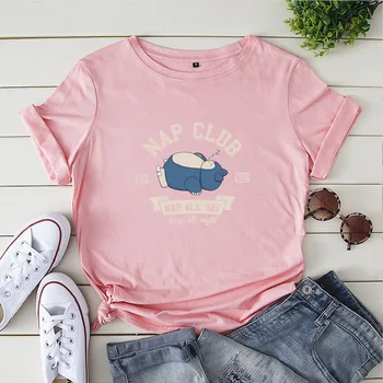 Harajuku Marškinėlius Animacinių filmų Pagrindinio Tees Plauko Klubas Print T Shirt Streetwear Didelis Dydis 5XL Vasaros Laišką Moterų marškinėliai Atsitiktinis Lady Viršūnės