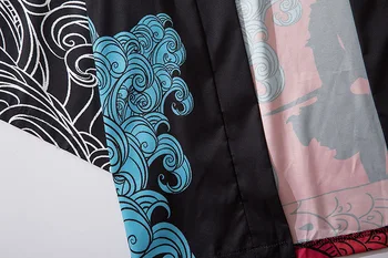 Harajuku Spausdinti Krano Ir Bangų Kimono Japonijos Tradicinių Drabužių Vyrams, Moterims, Laisvus Drabužius, Streetwear Cardigan Haori Obi