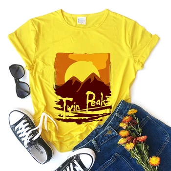 Harajuku Twin Peaks moteriški marškinėliai 2020 metų Vasaros 