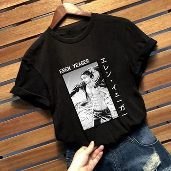 Harajuku Vyrų Marškinėlius Ataka Titan Eren Yeager Spausdinti Unisex Trumpas Rankovės Marškinėliai Cool Pora T-shirt Streetwear Viršūnės