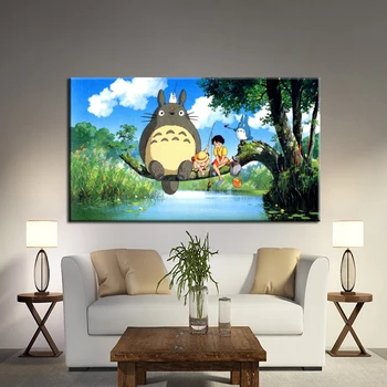 Hayao Miyazaki Totoro Šiuolaikinių Animacinių filmų Meno Tapybos Plakatas Sienų Tapyba Vaikams Miegamojo Sienos Nuotrauką, Namų Dekoro Dovana, be Rėmelio