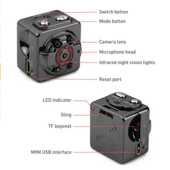 HD Mini DV Kamera, Infraraudonųjų spindulių Naktinio Matymo Fotografavimo Objektyvas Stebėjimo Kameros namams, Automobilio Kamera, Built-in Baterijos