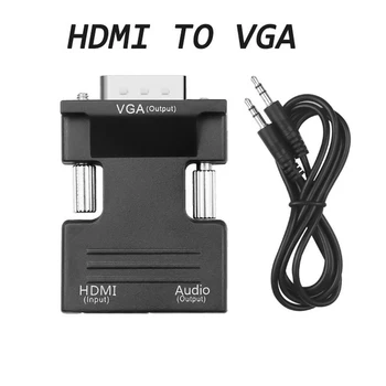 HDMI į VGA Moterų ir Vyrų Mini Adapteris Keitiklis su Garso Adapterio Kabelį Remti 1080P Signalo Išėjimas