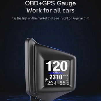 Head-up Display OBD GPS Dual Sistema Ekranas Automobilį Skaitmeninis Hud GPS Spidometro 2 Colių LCD greičio viršijimo Signalas Automobilio Greitis Projektorius