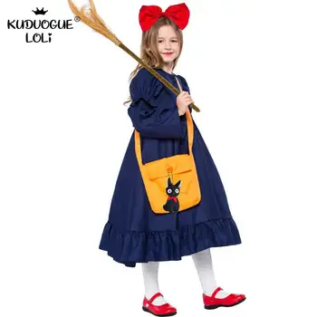 Helovinas Mažai Ragana Lolita Dress Merginos Kiki ' s Delivery Service Vaikai Nuimama Rankovės Cosplay Šalies Scenos Kostiumai Vaikams