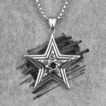 Hexagram Star Fsshion Nerūdijančio Plieno Vyrų Karoliai, Pakabučiai, Grandinės Punk už Draugu Vyrų Papuošalų Kūrybos Dovana, Didmeninė