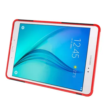 Hibridinis Stovėti Kietos Gumos Šarvai Tablet Case For Samsung Galaxy Tab 9.7 colių T555 T550 SM-T555 SM-T550 P550 antidetonaciniai Dangtis