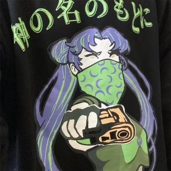 Hip-Hop Streetwear Hoodies Palaidinės Harajuku Animacinių Filmų Mergina Spausdinti Puloveris Hoodie 