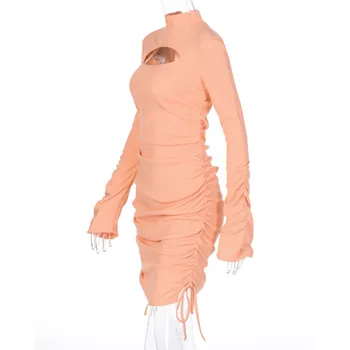 Hirigin Seksuali Moteris Bodycon Mini Suknelė Šalis Clubwear Mini Suknelė, Ilgas Rankovėmis Varpo Tuščiaviduriai iš Golfo Slim Tvarstis Suknelė